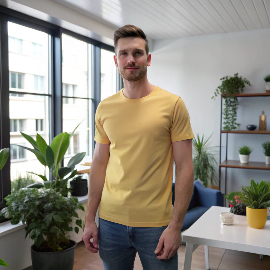 Mustard yellow shirt plain best sale