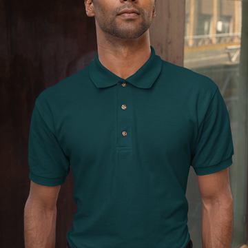 Petrol Blue Half Sleeve Polo T shirt